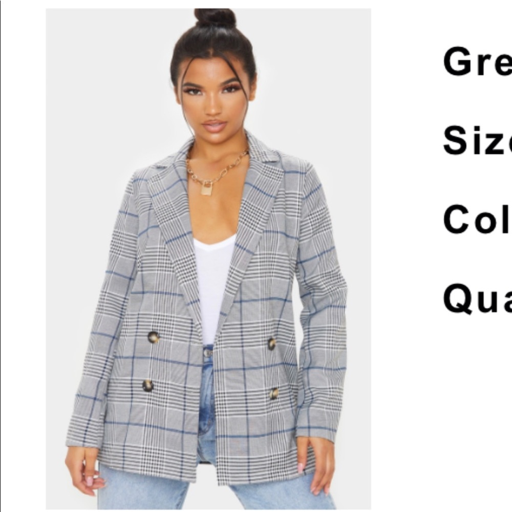 PLT Oversized Plaid Check Blazer Size 6